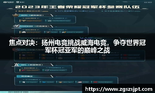 焦点对决：扬州电竞挑战威海电竞，争夺世界冠军杯冠亚军的巅峰之战